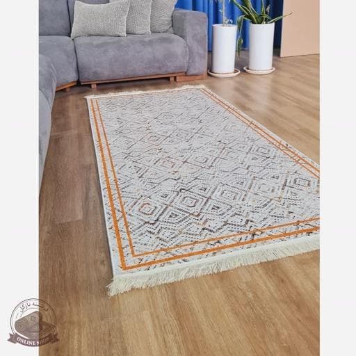 فرشینه کناره و راهرویی جنس مخمل طرح هندسی استُپ دار R106 — تصویر ۷