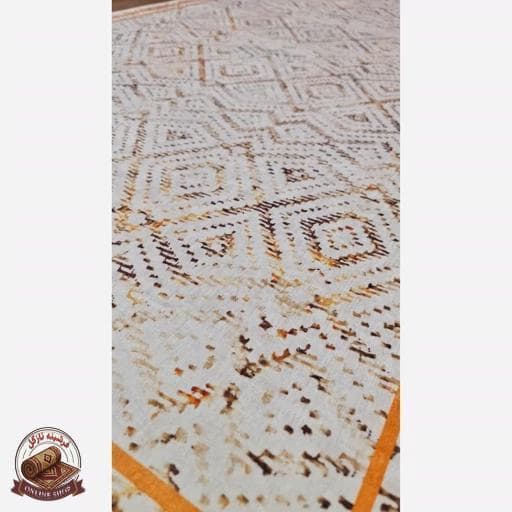 فرشینه کناره و راهرویی جنس مخمل طرح هندسی استُپ دار R106 — تصویر ۳