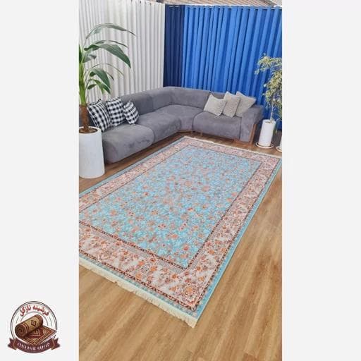 فرشینه مخمل آبی طرح ابریشمی استُپ دار (ابعاد دلخواه) – a095 — تصویر ۳