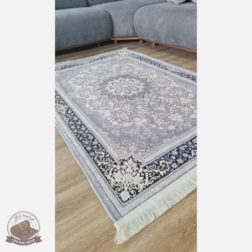 فرشینه طوسی مدرن جنس مخمل هازان تُرک استُپ دار(ابعاد دلخواه)ضد لغزش کد u16 — تصویر ۲