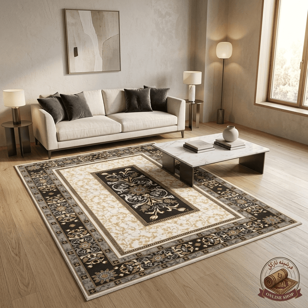فرش مخمل مدرن طرح ابریشمی استُپ دار (ابعاد دلخواه) a170
