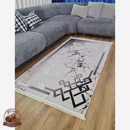 فرشینه طوسی h176 رویه مخمل ترک نرم و صاف مدرن ضدلغزش (ابعاد دلخواه) — تصویر ۴