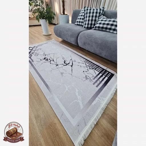 فرشینه طوسی h176 رویه مخمل ترک نرم و صاف مدرن ضدلغزش (ابعاد دلخواه) — تصویر ۲