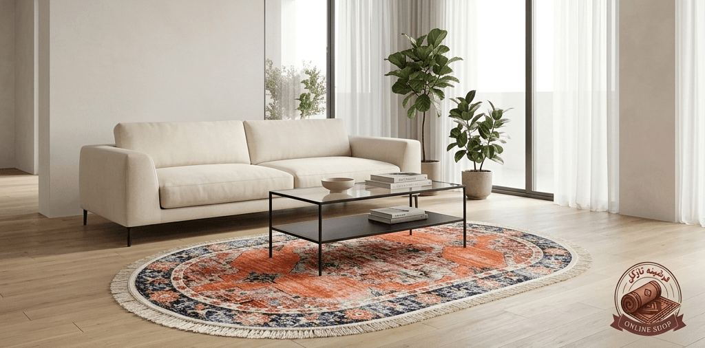 فرشینه بیضی مخمل استُپ دار (ابعاد دلخواه) تولیدمیشه b55