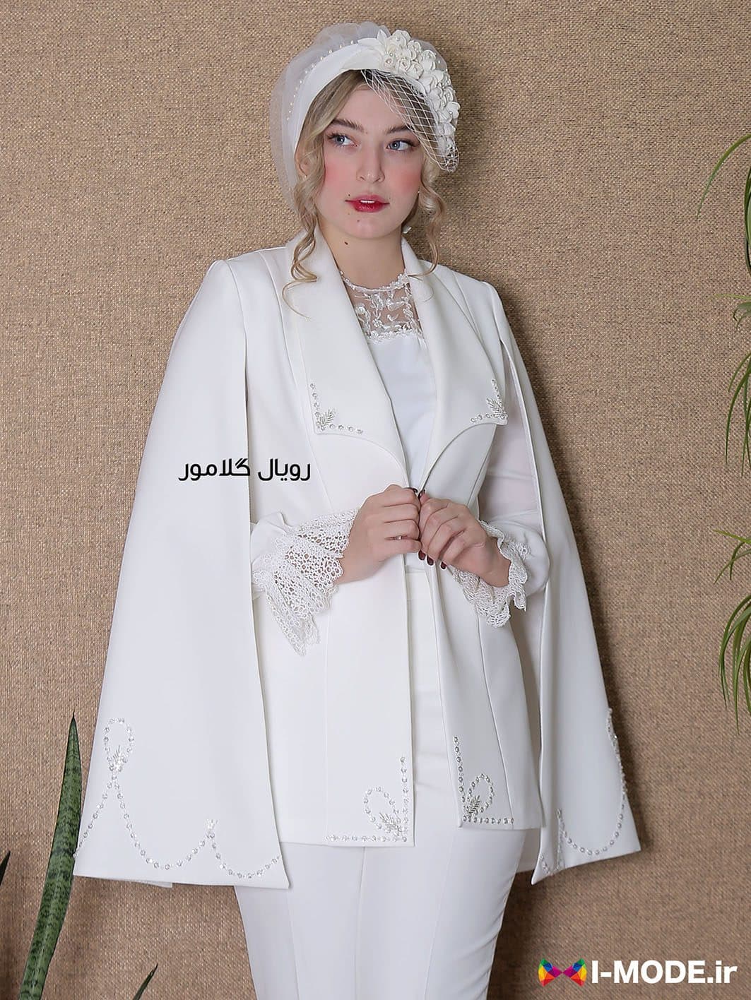 مدل کت عروس جذاب شنلدار مدل ژامک کت مجلسی جواهر دوزی زنانه — تصویر ۴