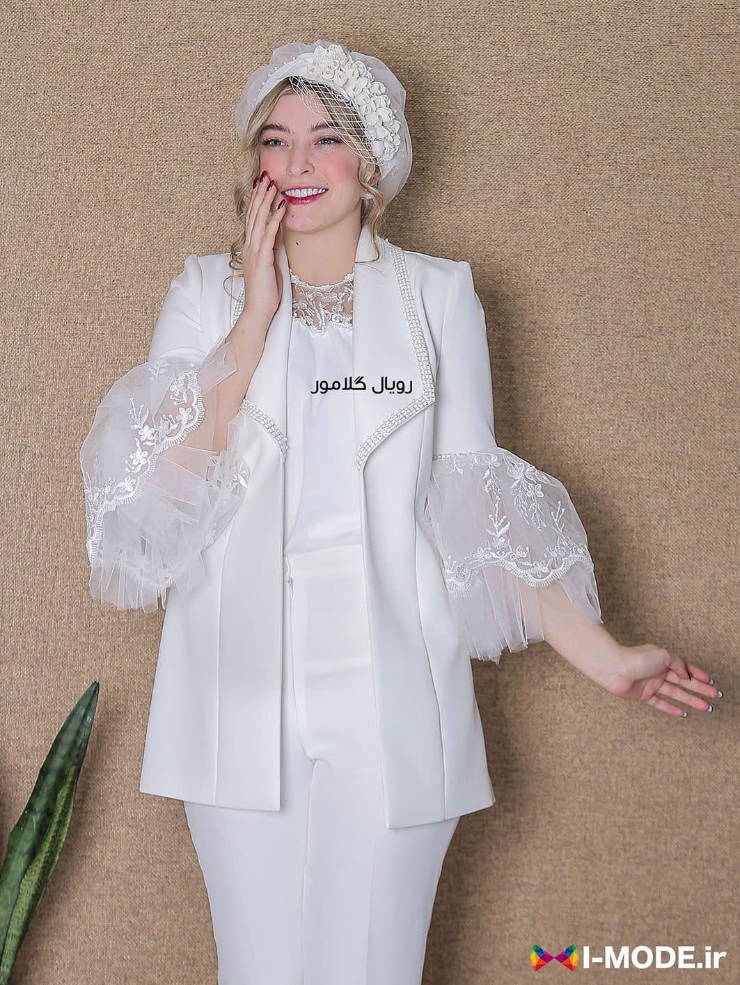 کت عروس جذاب مدل ژانین مانتو عقد محضری شیک زنانه کت مجلسی — تصویر ۳