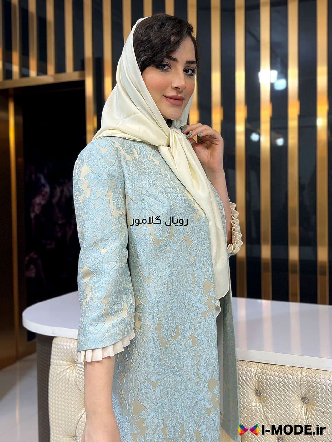 مانتو ژاکارد پرما مانتو ژاکارد مجلسی زنانه شیک مانتو کتی شیک — تصویر ۲