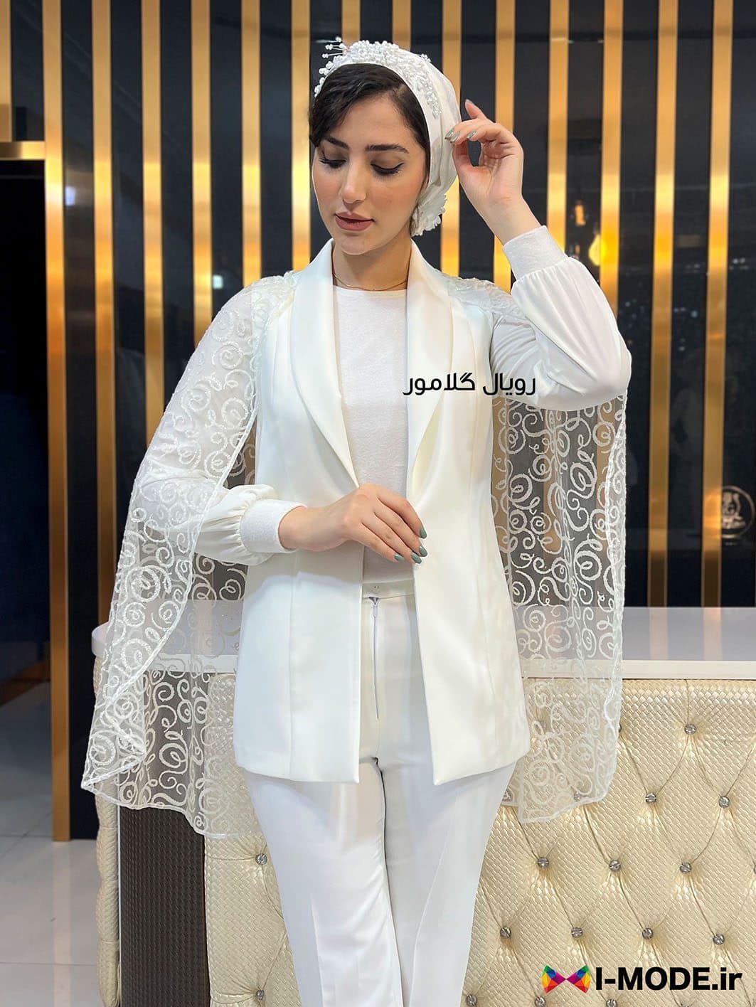 کت عروس سلنا مانتو عقد محضری عروس جدید وست مجلسی سفید زنانه — تصویر ۲