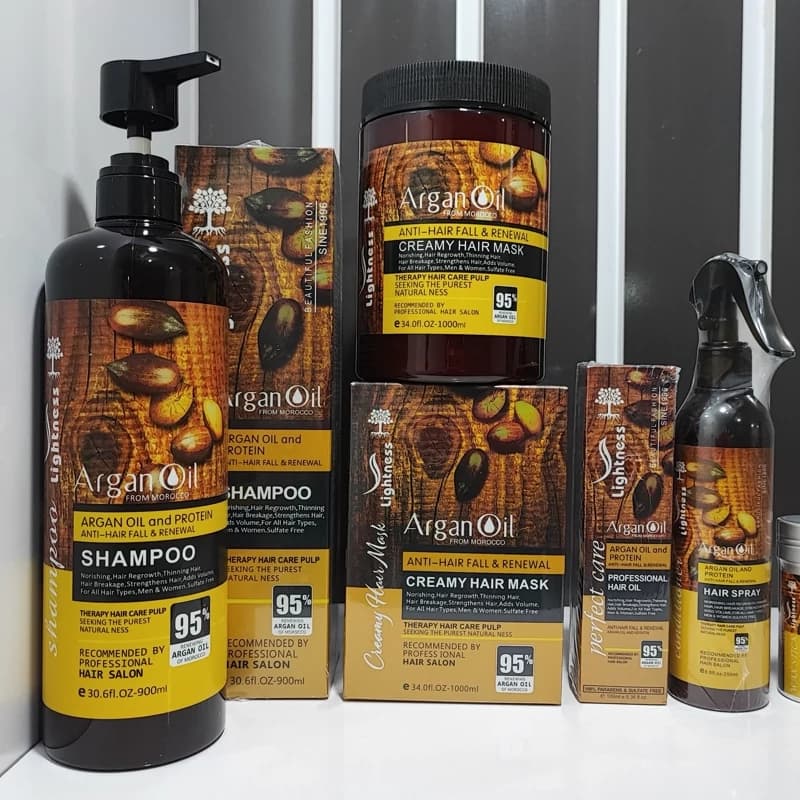 پک ۴ تایی حرفه‌ای آرگان ( شامپو+ماسک+اسپری+روغن ) لایتنس کد 1677 — تصویر ۳