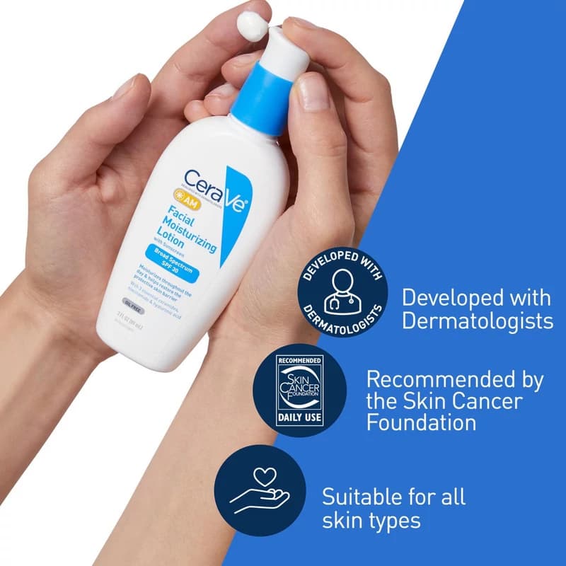 لوسیون ضد آفتاب بی رنگ سراوی SPF 50 مدل AM حجم 60ml کد 1669 — تصویر ۵