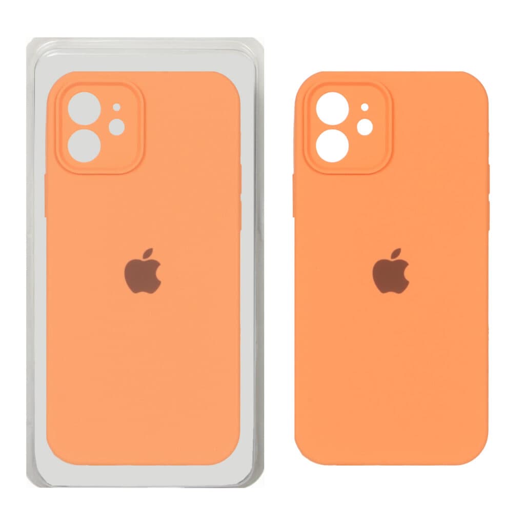 قاب سیلیکونی پاک کنی محافظ لنزدار اورجینال Apple iPhone 12 – نارنجی (پک دار) — تصویر ۲