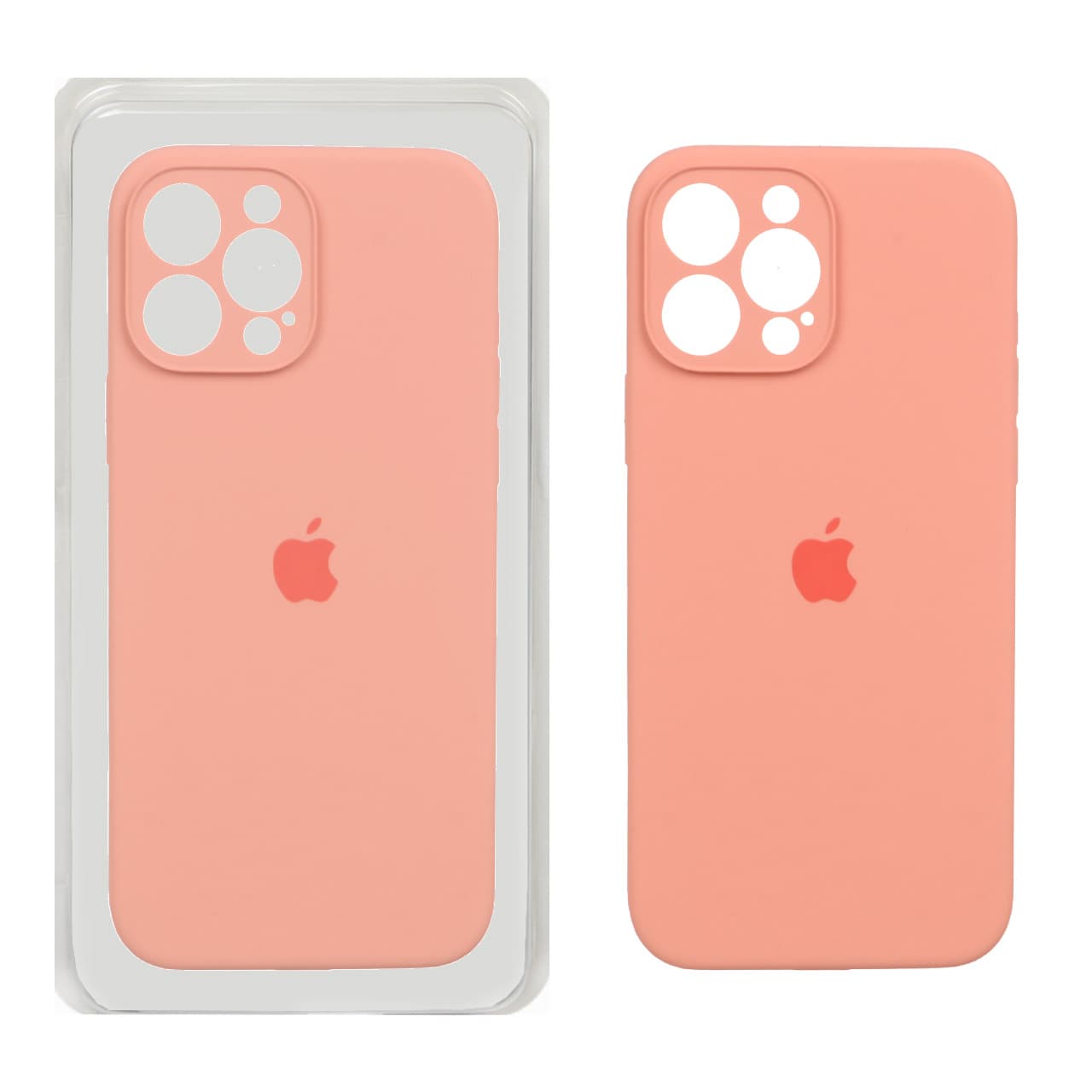 قاب سیلیکونی پاک کنی محافظ لنزدار اورجینال Apple iPhone 13 Pro Max – صورتی کرم (پک اصلی)