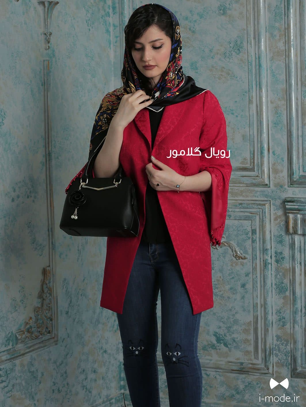کت مجلسی قرمز زنانه جدید مدل آزرم مانتو کتی دخترانه شیک — تصویر ۴