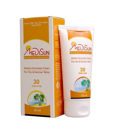 کرم ضد آفتاب SPF30 پوست خشک و معمولی مدیسان 50 میلی لیتر