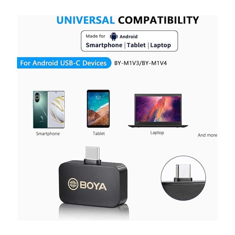میکروفون یقه ای بیسیم Type-C مدل BY-M1V4 برند BOYA — تصویر ۳