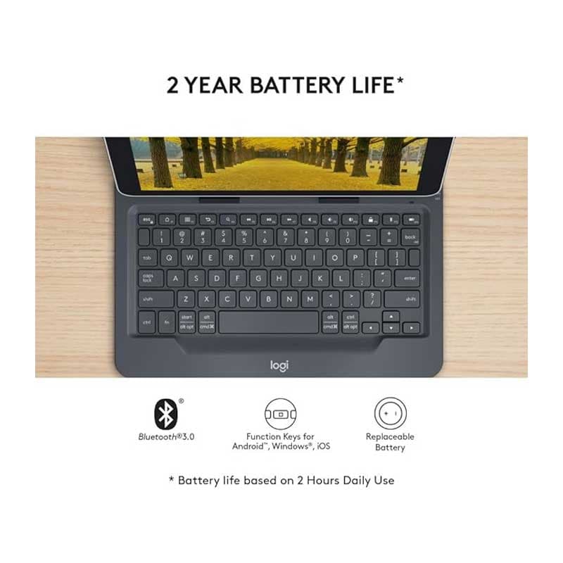 کیف و کیبورد بلوتوثی سازگار با تبلت ۹ تا ۱۰ اینچی مدل y-r0063 برند Logitech — تصویر ۵