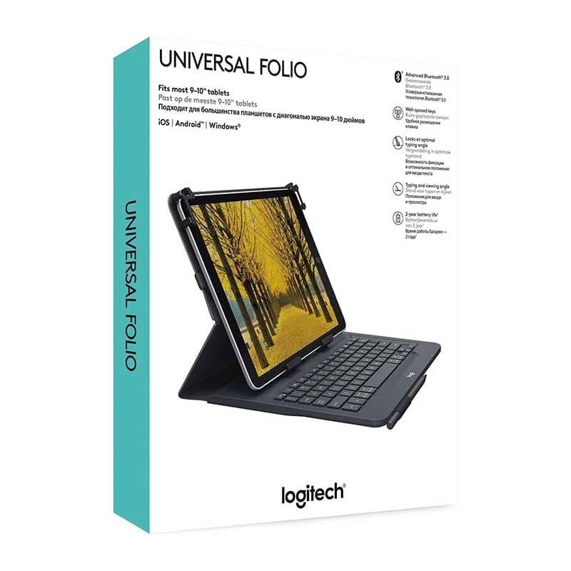 کیف و کیبورد بلوتوثی سازگار با تبلت ۹ تا ۱۰ اینچی مدل y-r0063 برند Logitech — تصویر ۳