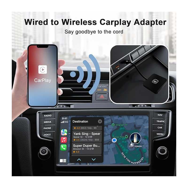 آداپتور بیسیم آیفون مدل CarPlay برند Vinmooog — تصویر ۴