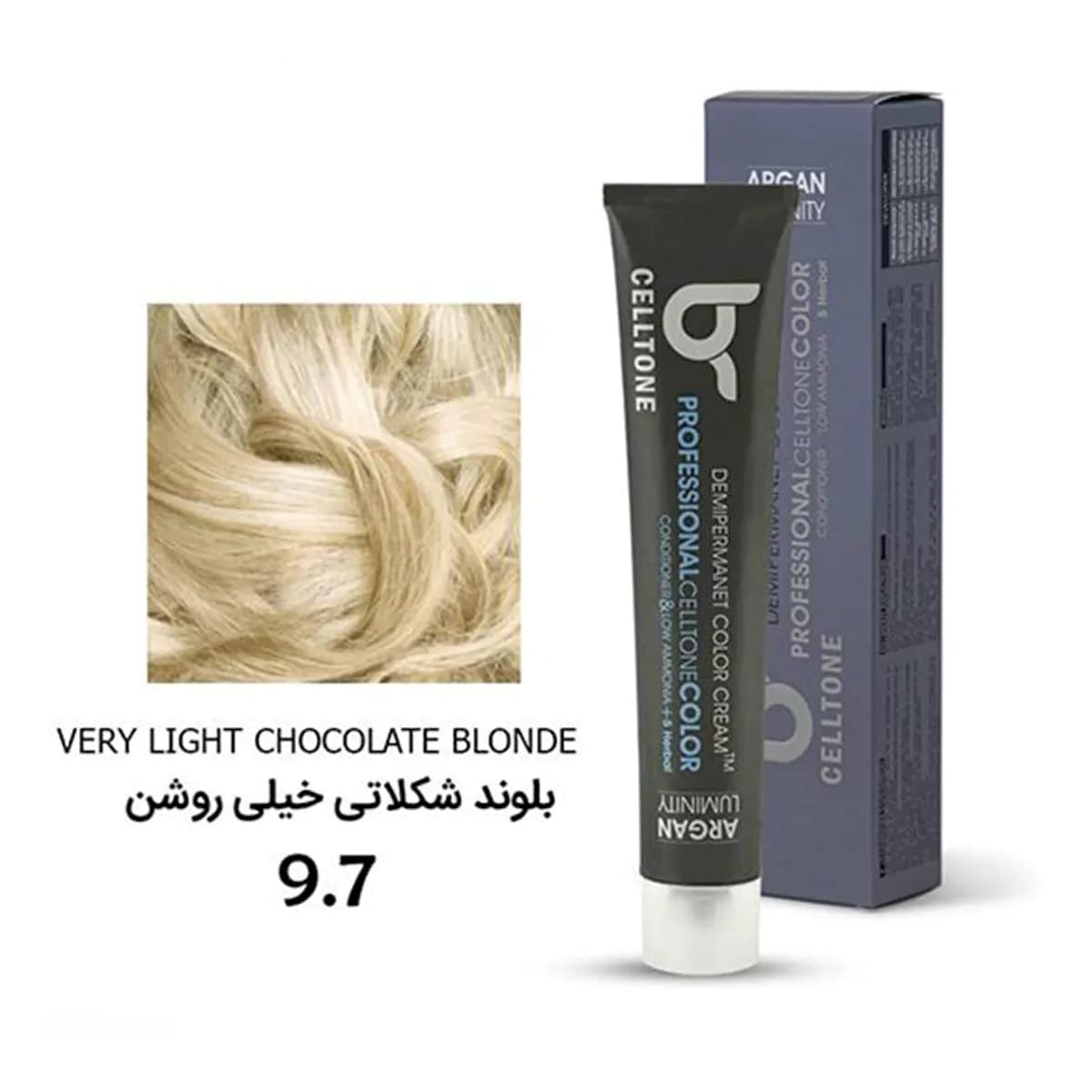 رنگ مو مدل طبیعی شماره 9.7 رنگ بلوند شکلاتی خیلی روشن حجم 100 میلی لیتر سلتون