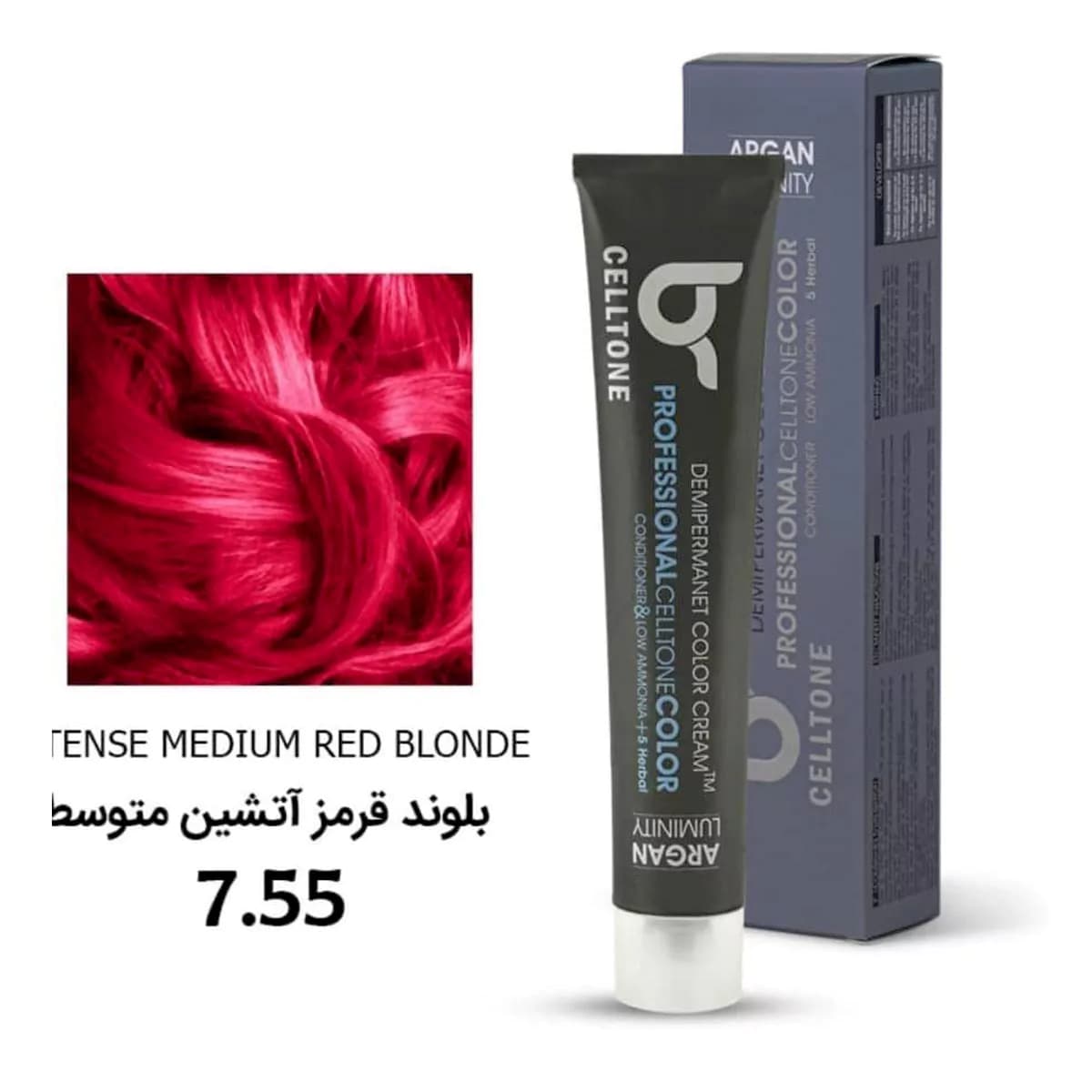 رنگ مو مدل طبیعی شماره 7.55 رنگ بلوند قرمز آتشین متوسط حجم 100 میلی لیتر سلتون