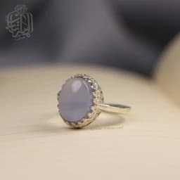 انگشتر نقره زنانه عقیق کبود یمنی کد469 — تصویر ۲