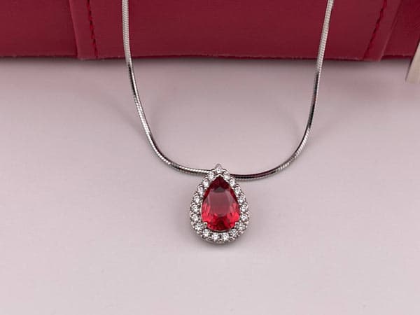 گردنبند ژوپینگ شیک نگین اشکی سرخ