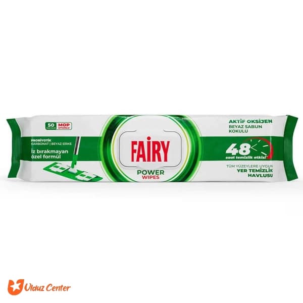 دستمال مرطوب مخصوص تی فیری با رایحه Power Wipes بسته 50 عددی
