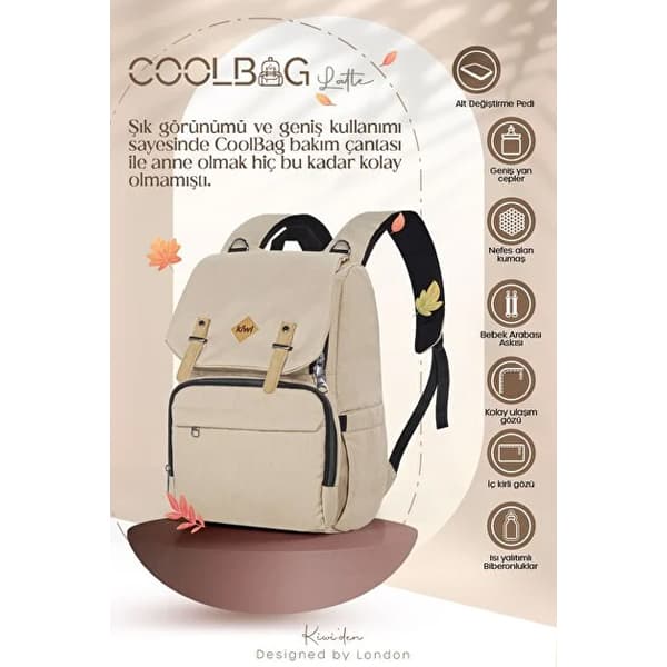 کوله پشتی لوازم کودک کیوی مدل Cool Bag کرمی — تصویر ۲