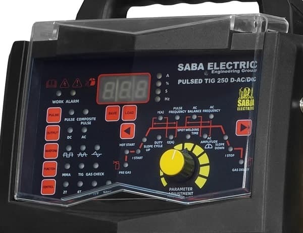 اینورتر جوشکاری تیگ صبا الکتریک 250 آمپر پالسی آب خنک مدل PULSED TIG 250D-AC/DC WC — تصویر ۴