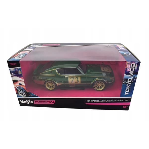 ماشین فلزی 1:24 مایستو مدل 1973 Nissan Skyline 2000 T-R یشمی — تصویر ۵