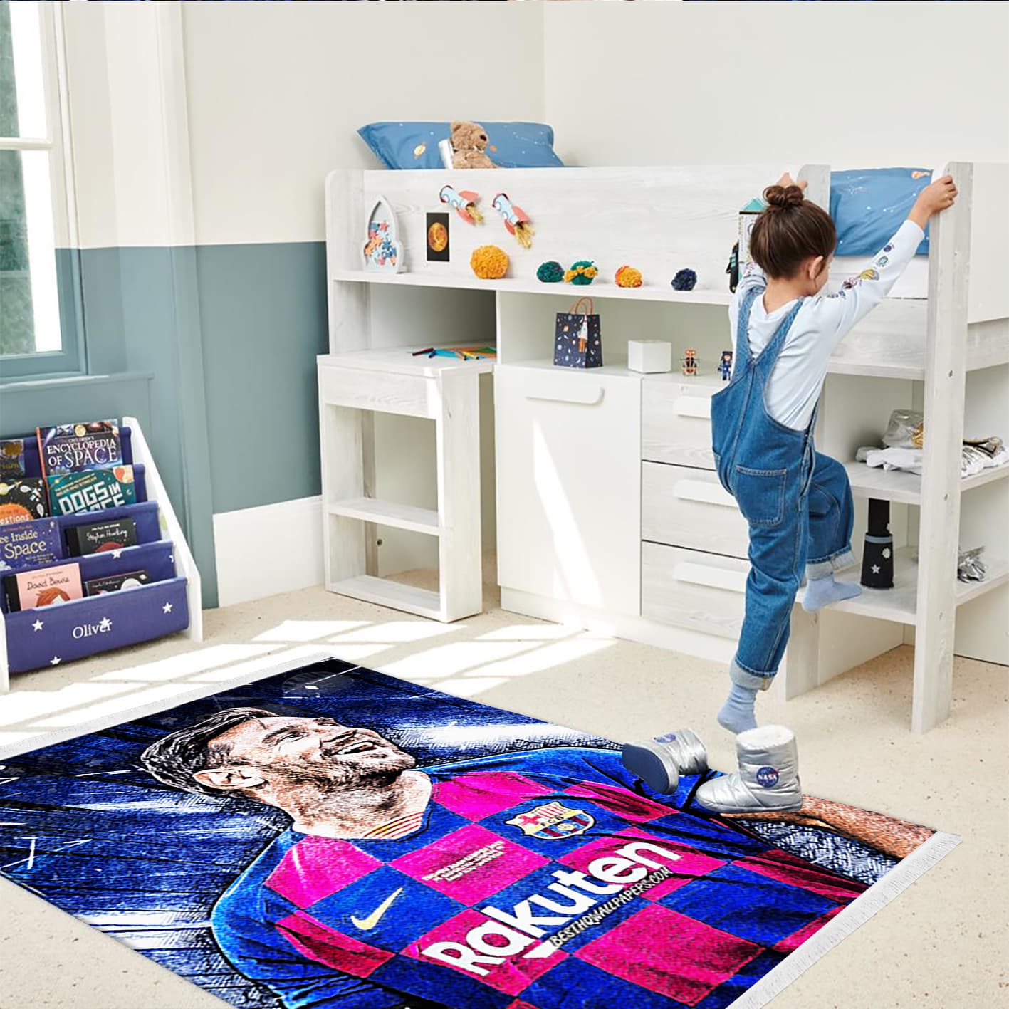 فرشینه چاپی پسرانه فوتبالی طرح مسی bas-5717
