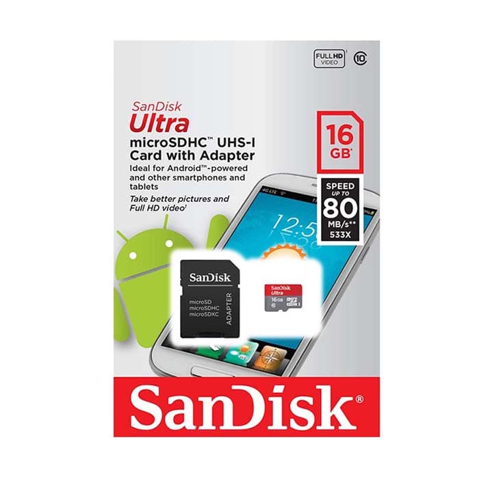رم میکرو Sandisk Ultra 16GB Class10 80MB/s — تصویر ۲