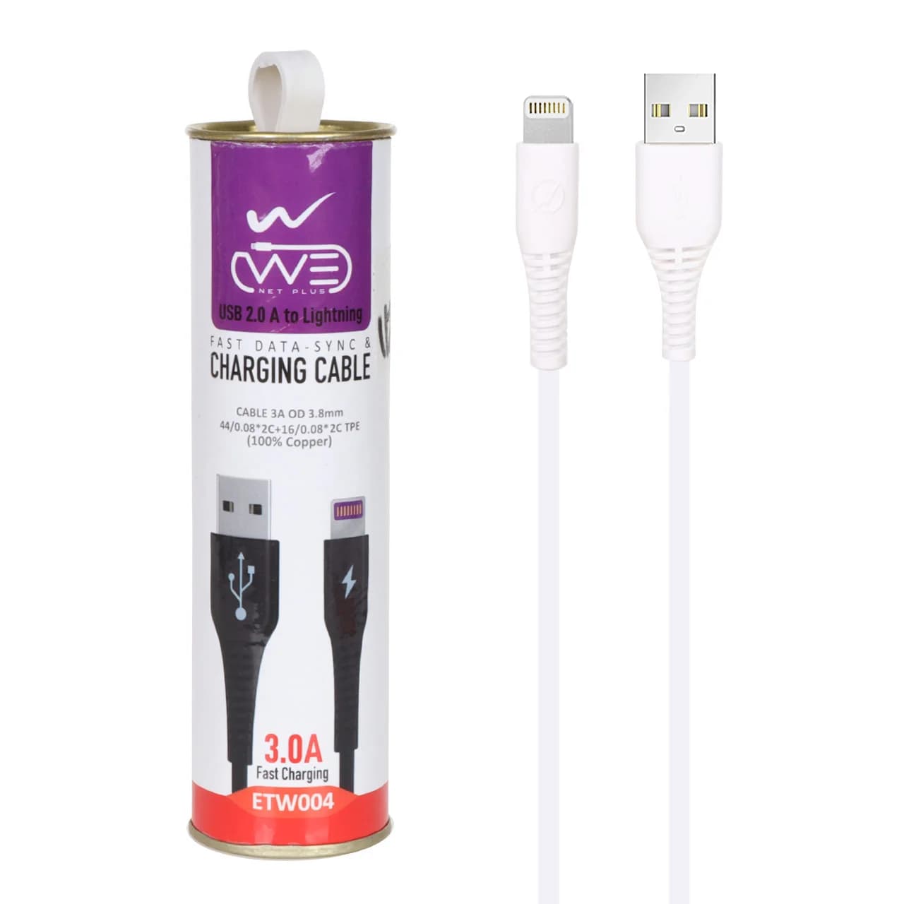 کابل شارژ فست آیفون We-net Plus مدل ETW 004 – سفید