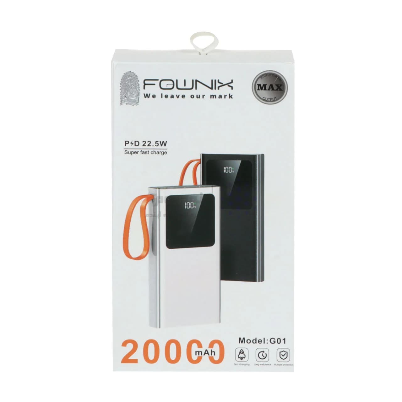 پاوربانک (PD و فست شارژ) Fownix 22.5W 20000mAh مدل G01 – سفید — تصویر ۳