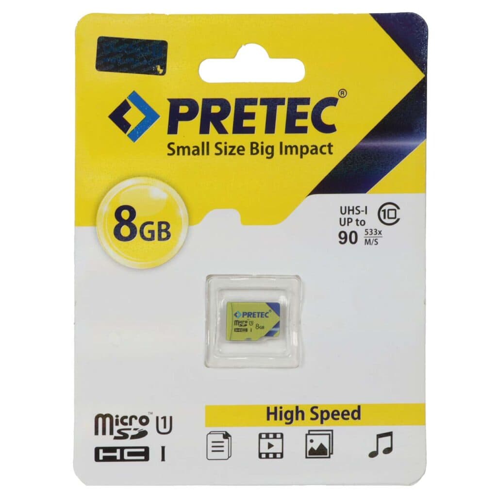 PRETEC microSDHC U1 Class 10 533X -90MB/s-8GB (گارانتی فراگامان) — تصویر ۳