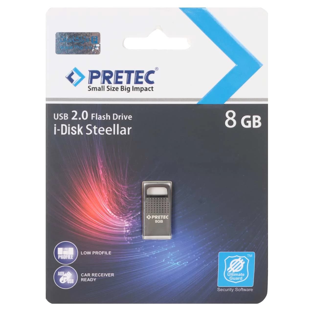 Pretec i-Disk Steelar USB 2.0 Flash Memory – 8GB – خاکستری (گارانتی فراگامان)