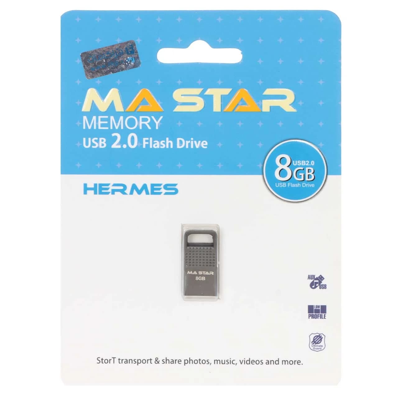 MA Star Hermes USB 2.0 Flash Memory – 8GB – خاکستری (گارانتی فراگامان)