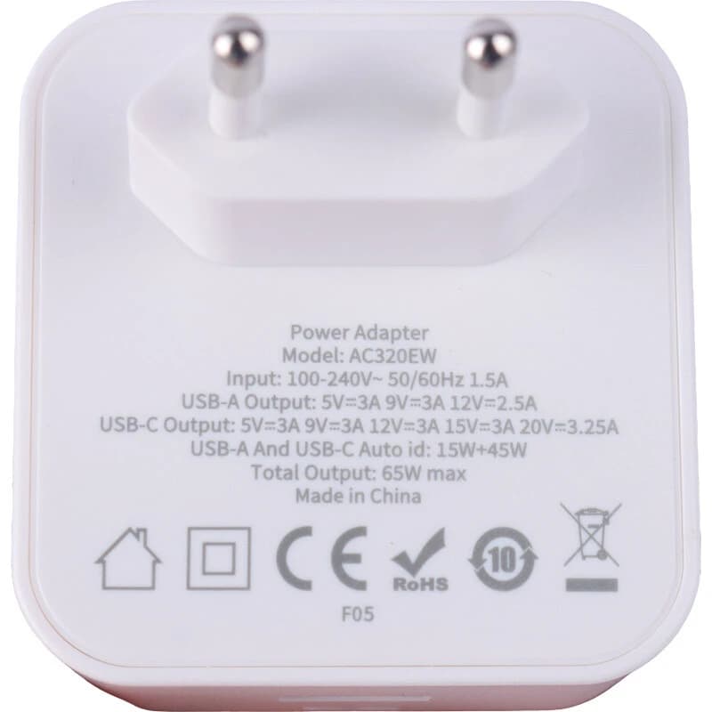 شارژر دیواری 65 وات بودی AC320E PD QC3 GaN 3.25A — تصویر ۴