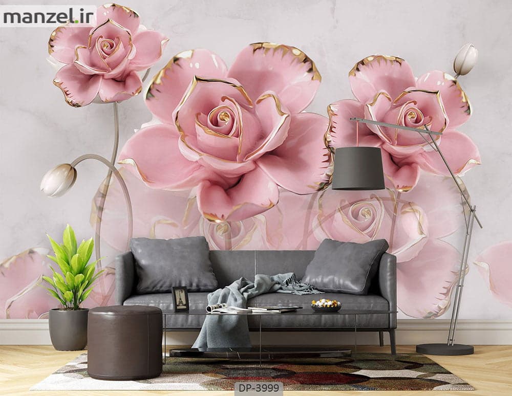 کاغذ دیواری سه بعدی گل رز 3999-DP