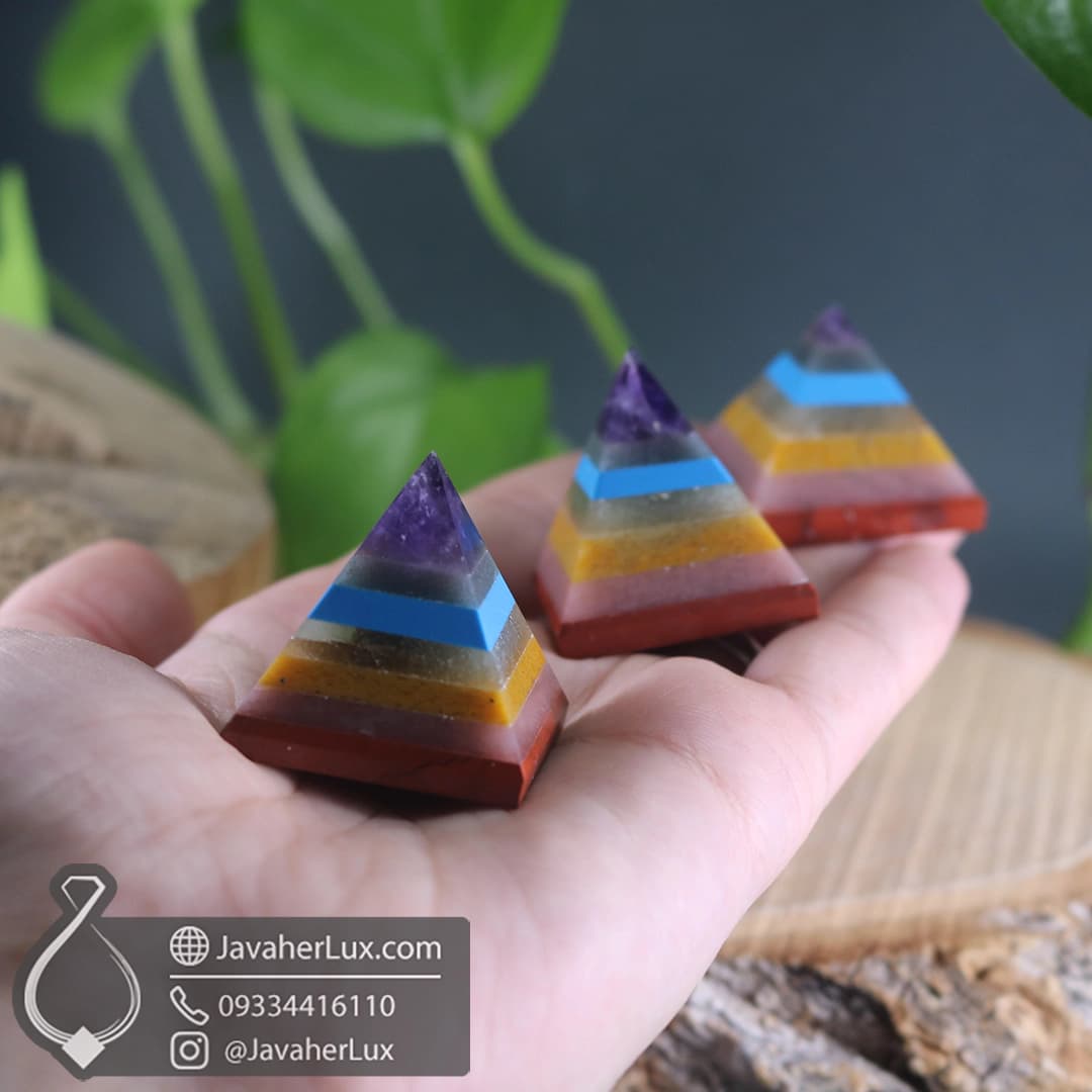 هرم هفت سنگ چاکرا جواهر لوکس مناسب سنگ درمانی 7 Chakra Pyramid _ کد : 400025 — تصویر ۸