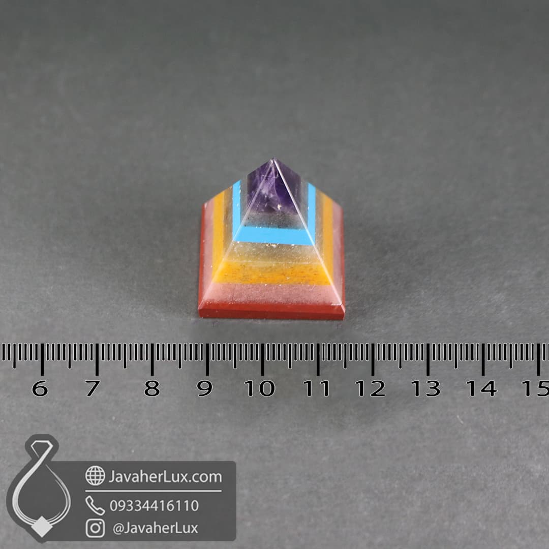 هرم هفت سنگ چاکرا جواهر لوکس مناسب سنگ درمانی 7 Chakra Pyramid _ کد : 400025 — تصویر ۳