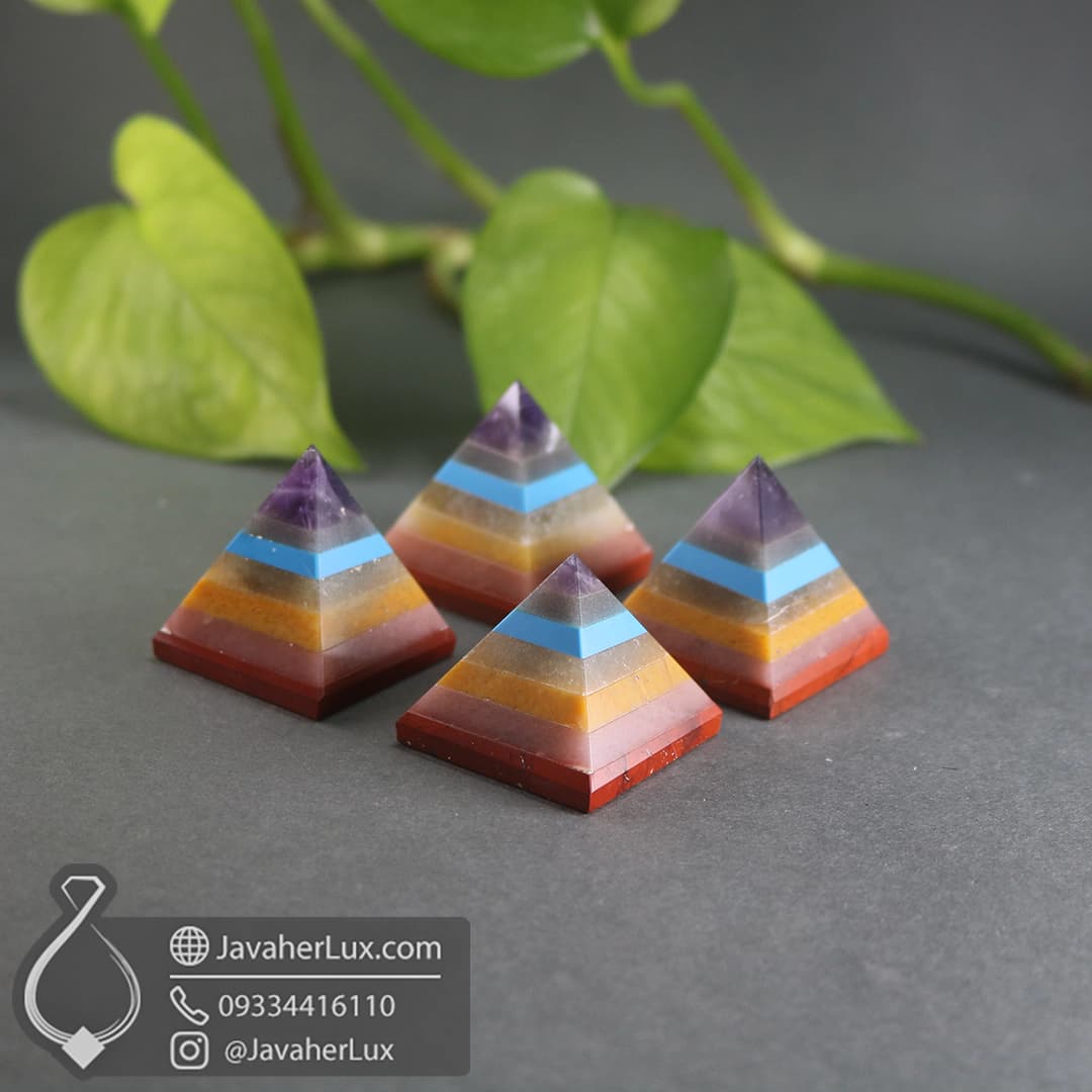 هرم هفت سنگ چاکرا جواهر لوکس مناسب سنگ درمانی 7 Chakra Pyramid _ کد : 400025 — تصویر ۷