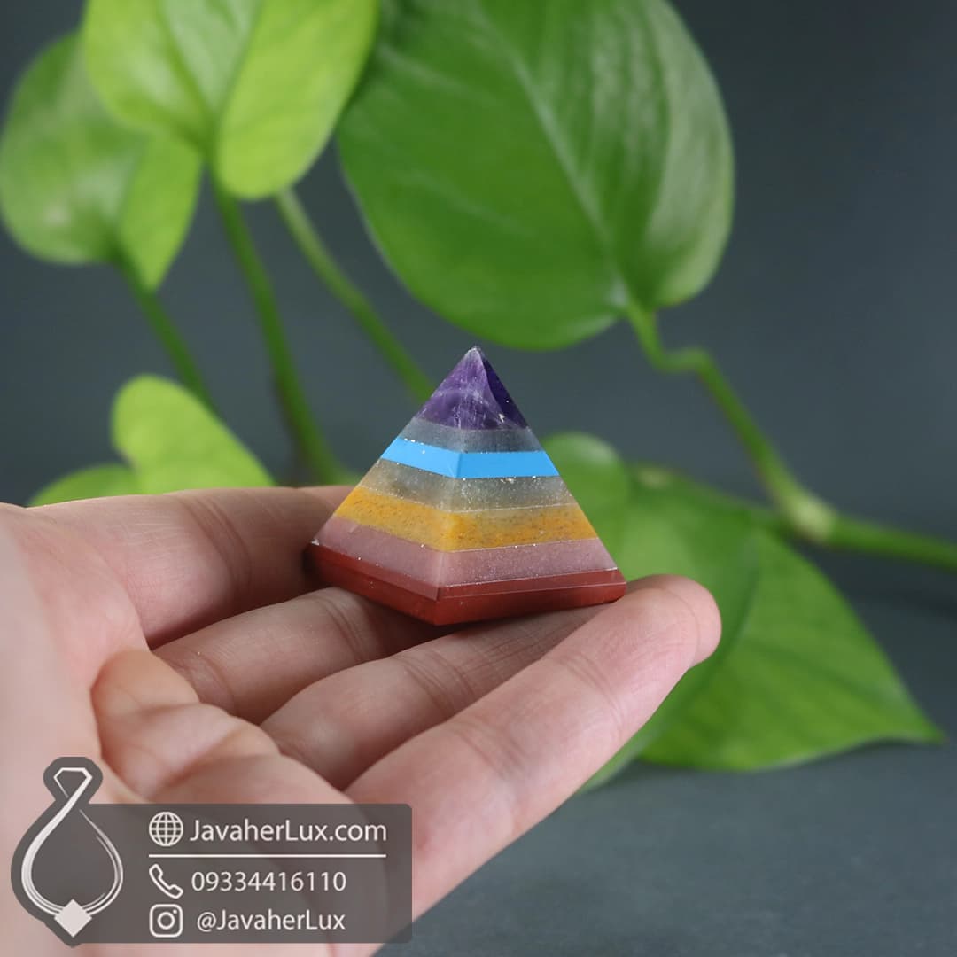 هرم هفت سنگ چاکرا جواهر لوکس مناسب سنگ درمانی 7 Chakra Pyramid _ کد : 400025 — تصویر ۲