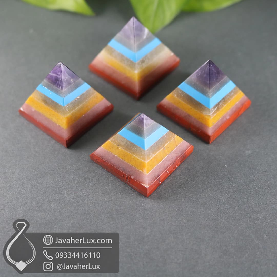هرم هفت سنگ چاکرا جواهر لوکس مناسب سنگ درمانی 7 Chakra Pyramid _ کد : 400025 — تصویر ۵