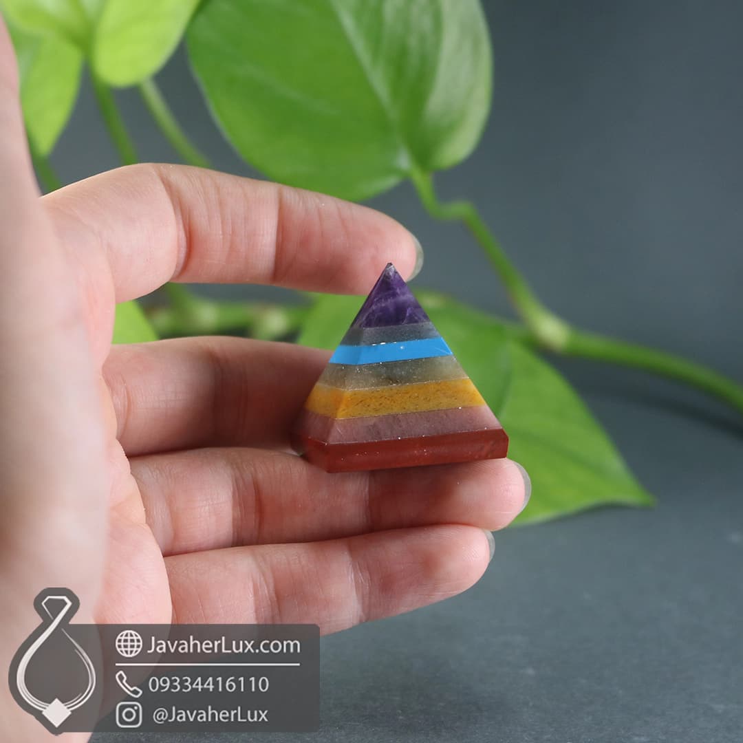 هرم هفت سنگ چاکرا جواهر لوکس مناسب سنگ درمانی 7 Chakra Pyramid _ کد : 400025 — تصویر ۶