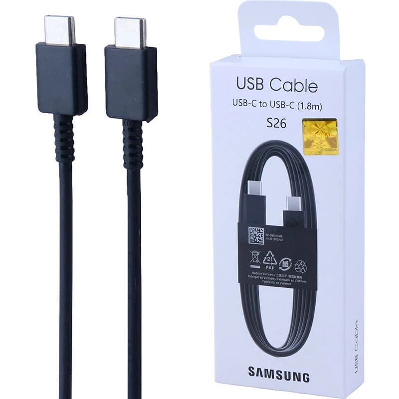 کابل دو سر تایپ سی فست شارژ 5 آمپر اورجینال سامسونگ S26 EP-DW767BBEGIN طول 1.8 متر
