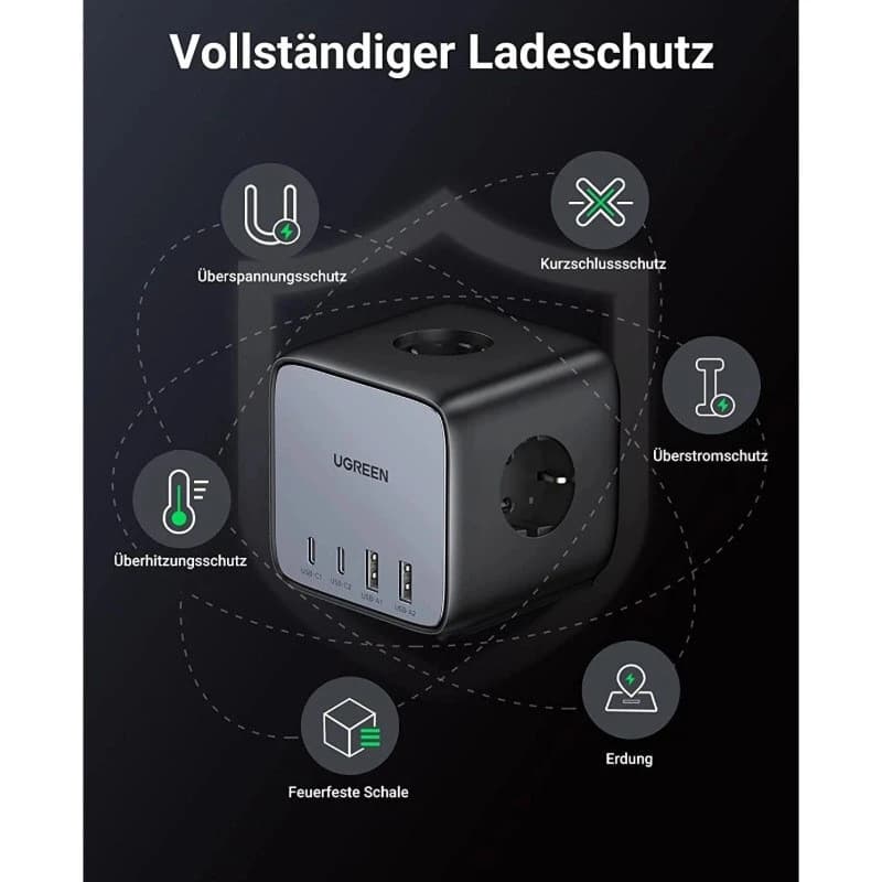 شارژر رومیزی فست شارژ 7 پورت 65 وات یوگرین Nexode CD268-60113 GaN QC4.0 PD3.0 — تصویر ۲