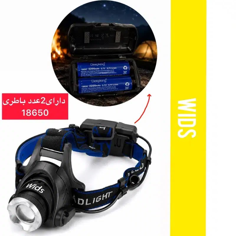 چراغ پیشانی ویدز مدل UV-2 LED با نور بنفش و مهتابی — تصویر ۳