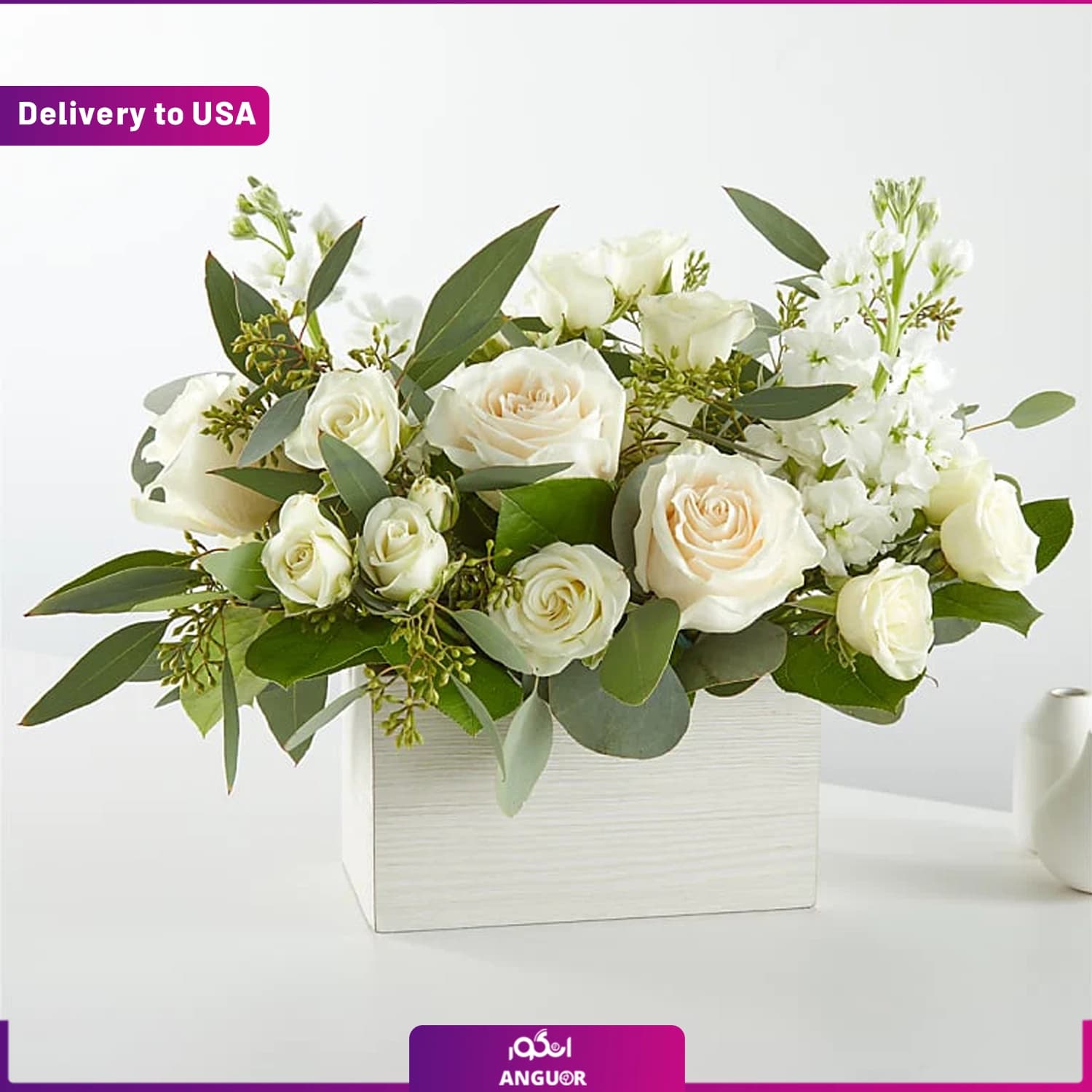 (Delivery to USA) Fresh Linen Box Bouquet
