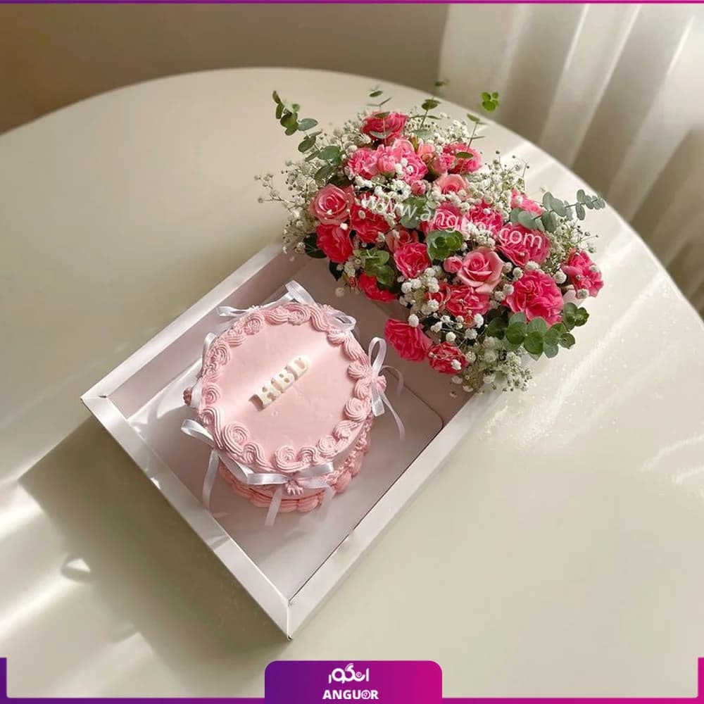 باکس گل تولد کوچک به رنگ صورتی